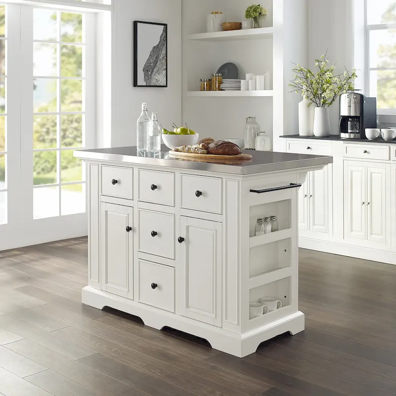 Julia Stainless Steel Top Kitchen Island - 50 W x32 D x 36 H