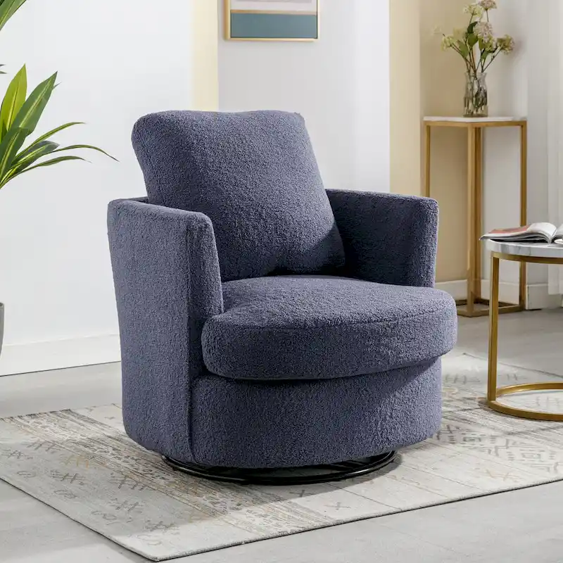 Modern Upholstered Swivel Barrel Chair(Set Of 2)