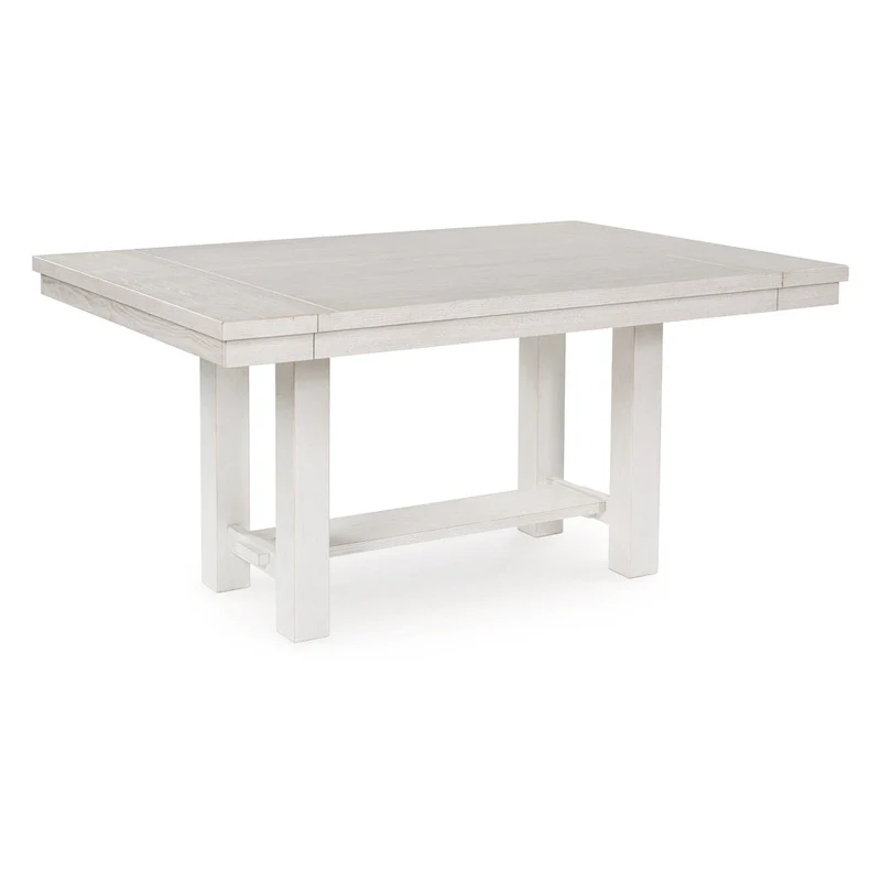 Extendable Dining Table with 2 Extension Leaves, White Wood, 62-86 Inch
