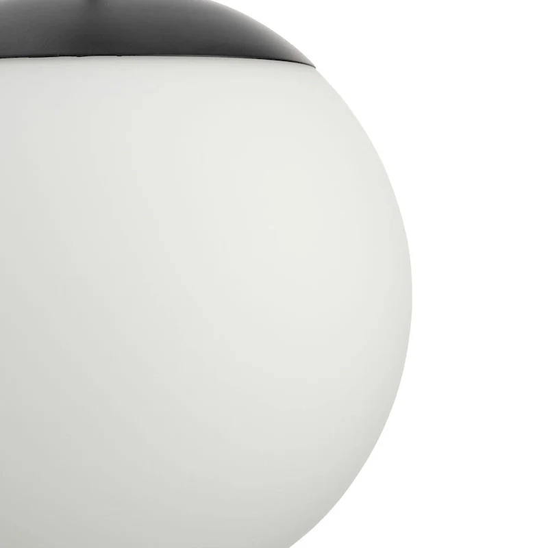 Atwell Collection Matte Black and Opal Glass Globe Large Hanging Pendant Light - 12 in x 12 in x 12.5 in