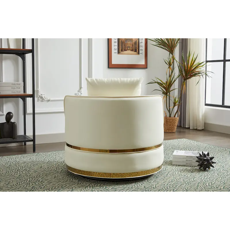 Swivel Chair, 360 Swivel Accent Chair, Faux Leather Barrel Chair Club Chair, Padded Single Chair