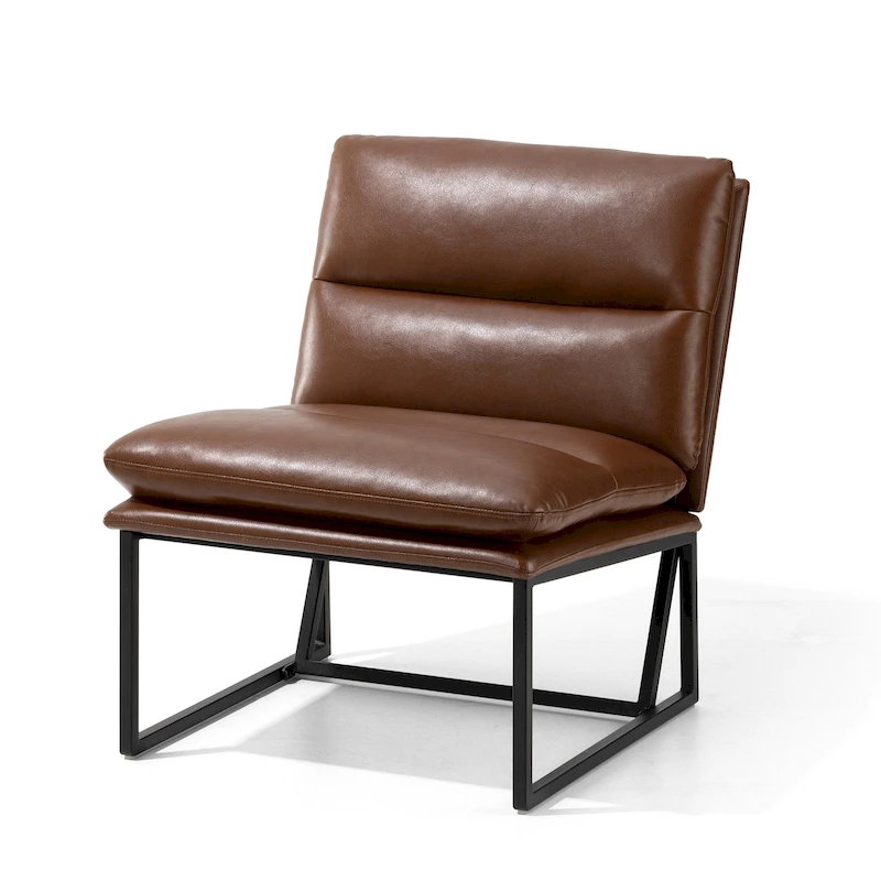 Glitzhome 30.25H Modern Soft PU Leather Armless Accent Chair