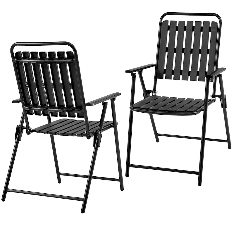 Yaheetech 2pcs Outdoor/Indoor Foldable Plastic Slatted Folding Dining Chairs for Garden