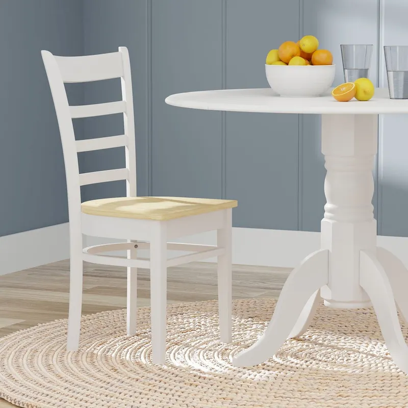 5-Piece Dining Set, 42 Round Drop-Leaf Table and Slat Back Chairs