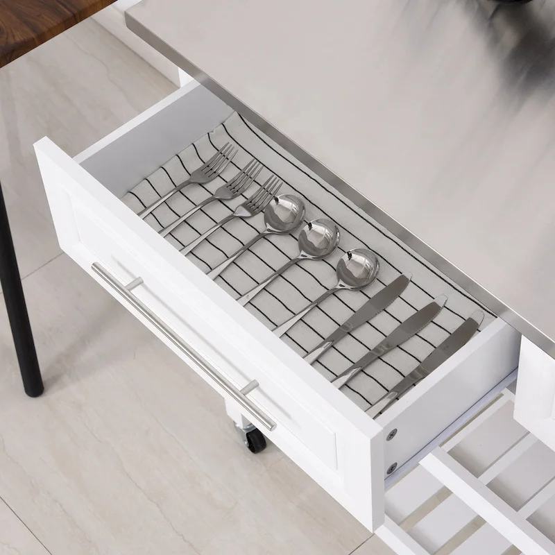 Kitchen Island With Stainless Steel Top(no include stool)