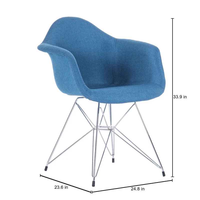 Upholstered Dining Armchairs w/ Metal Legs (Set of 2)