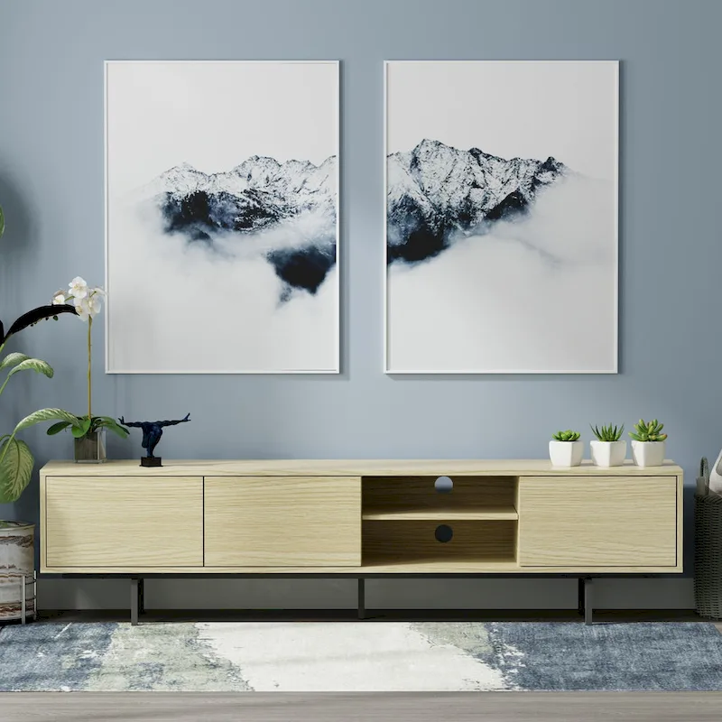 Glenwillow Home Atlas 78  x 20  Lowboy Mid-Century Modern TV Stand Console