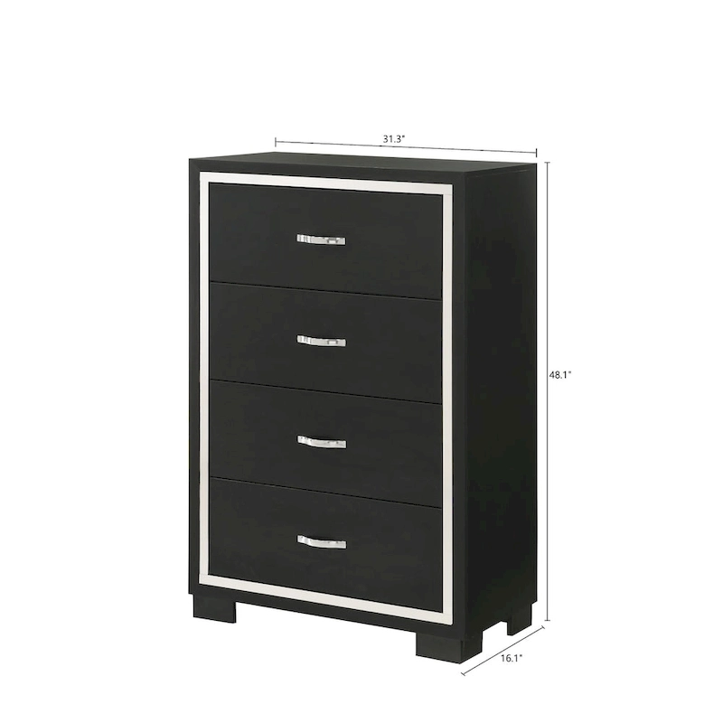 Pedro 3 Piece Black Velvel Upholstered Panel Bedroom Set