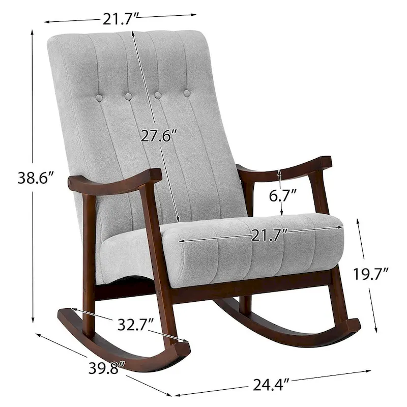 AVAWING Upholstered Rocking Chair ModernHighBackArmchair