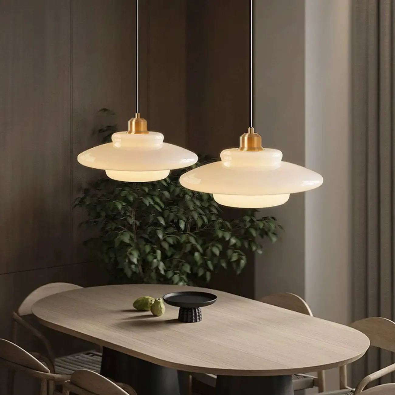 Modern White Glass Circline Pendant Light for Dining