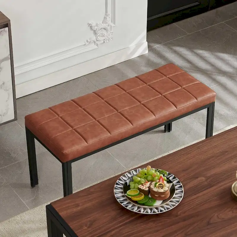 Howtai 36.6 Upholstered Leather PU Dining Bench