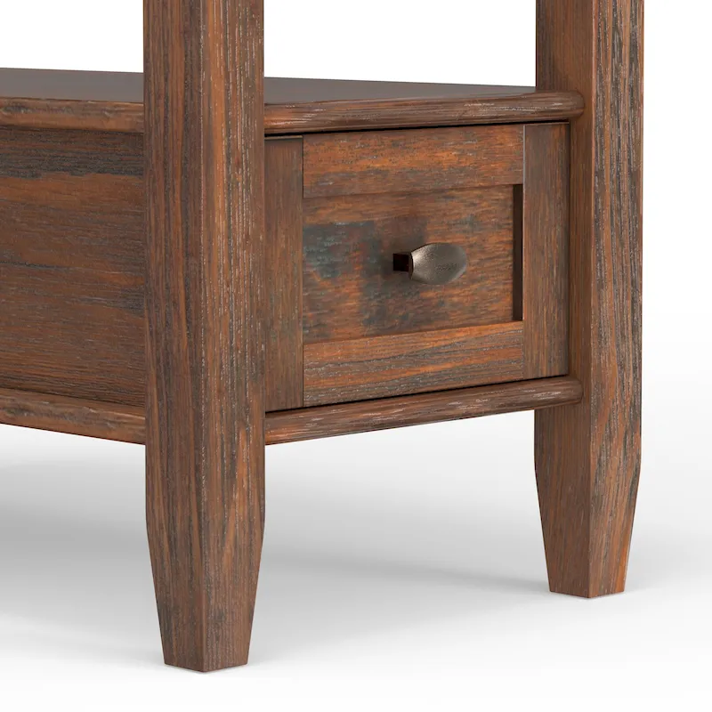 SOLID WOOD 14 inch Wide Rectangle Transitional Narrow Side Table - 14 Inches wide