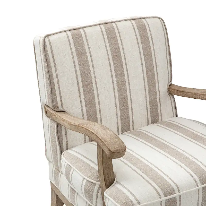 Rinaldo Farmhouse Polyester Armchair with Solid Wood Legs Set of 2 by HULALA HOME