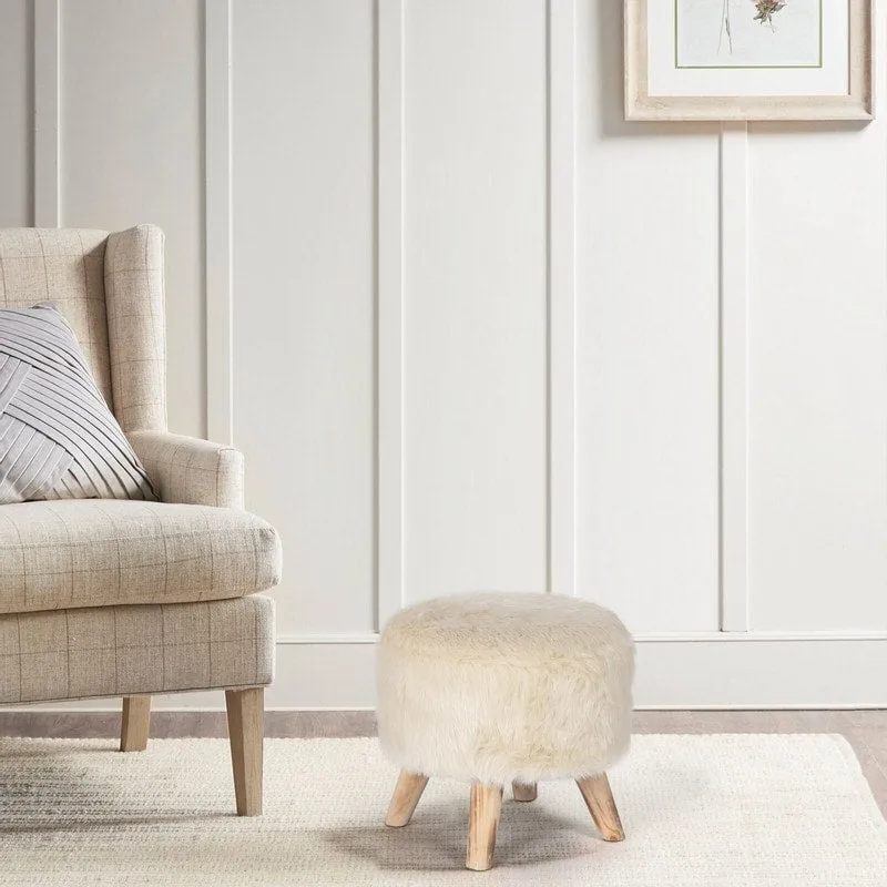 Adeco Modern Round Padded Upholstered Ottoman Footrest Stool