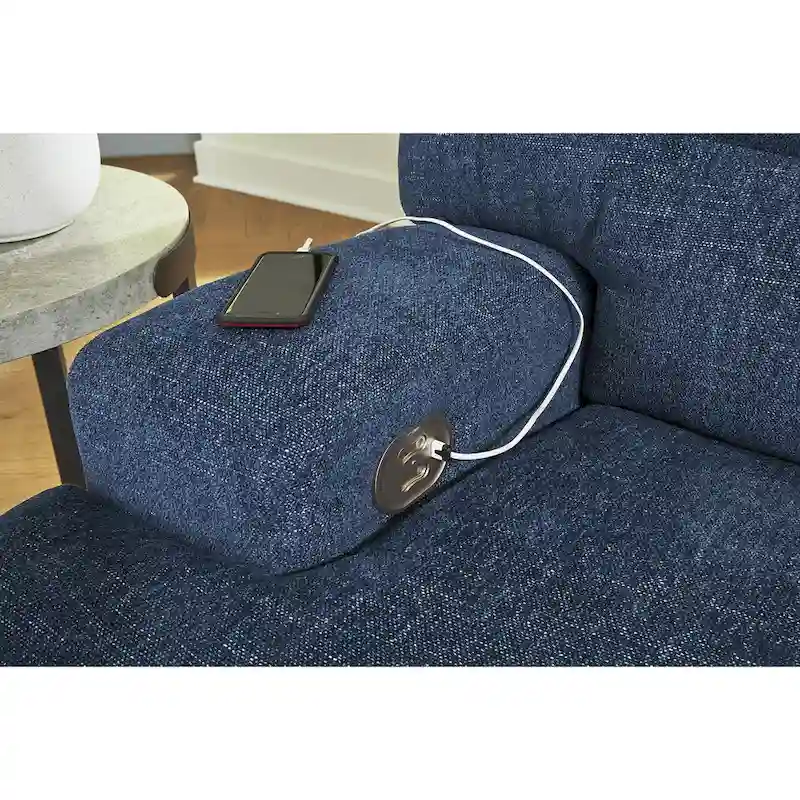 Signature Design by Ashley Acklen Place Blue 6-Piece Power Reclining Sectional with Chaise - 137W x 124D x 42H