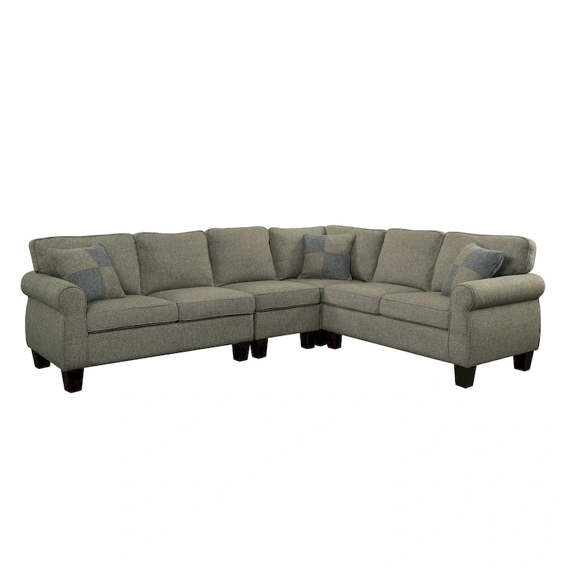 Nele Transitional Linen Fabric L-Shaped Sectional Sofas by Furniture of America