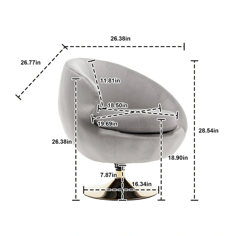 HOMEFUN Velvet 360 Degree Swivel Cuddle Barrel Accent Chairsset of 2