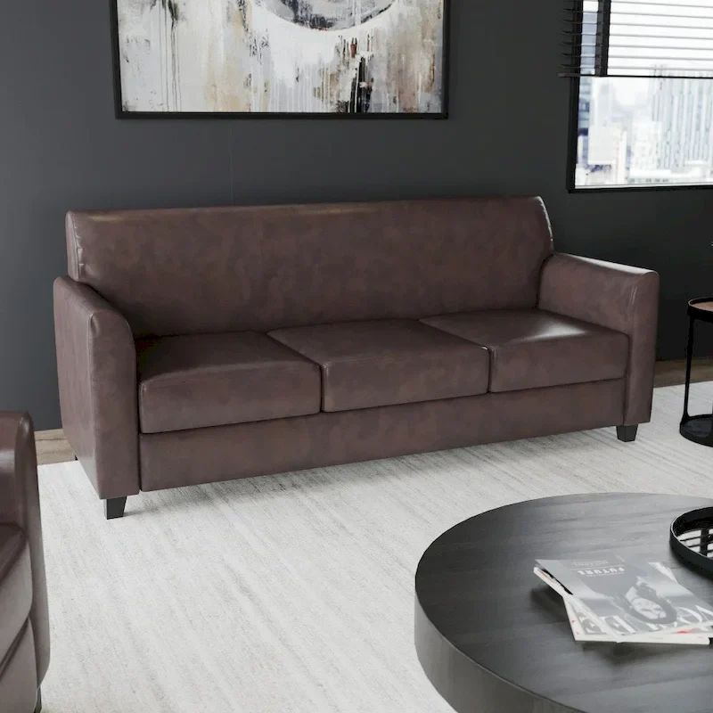 LeatherSoft Sofa with Clean Line Stitched Frame - 70W x 29D x 32.25H
