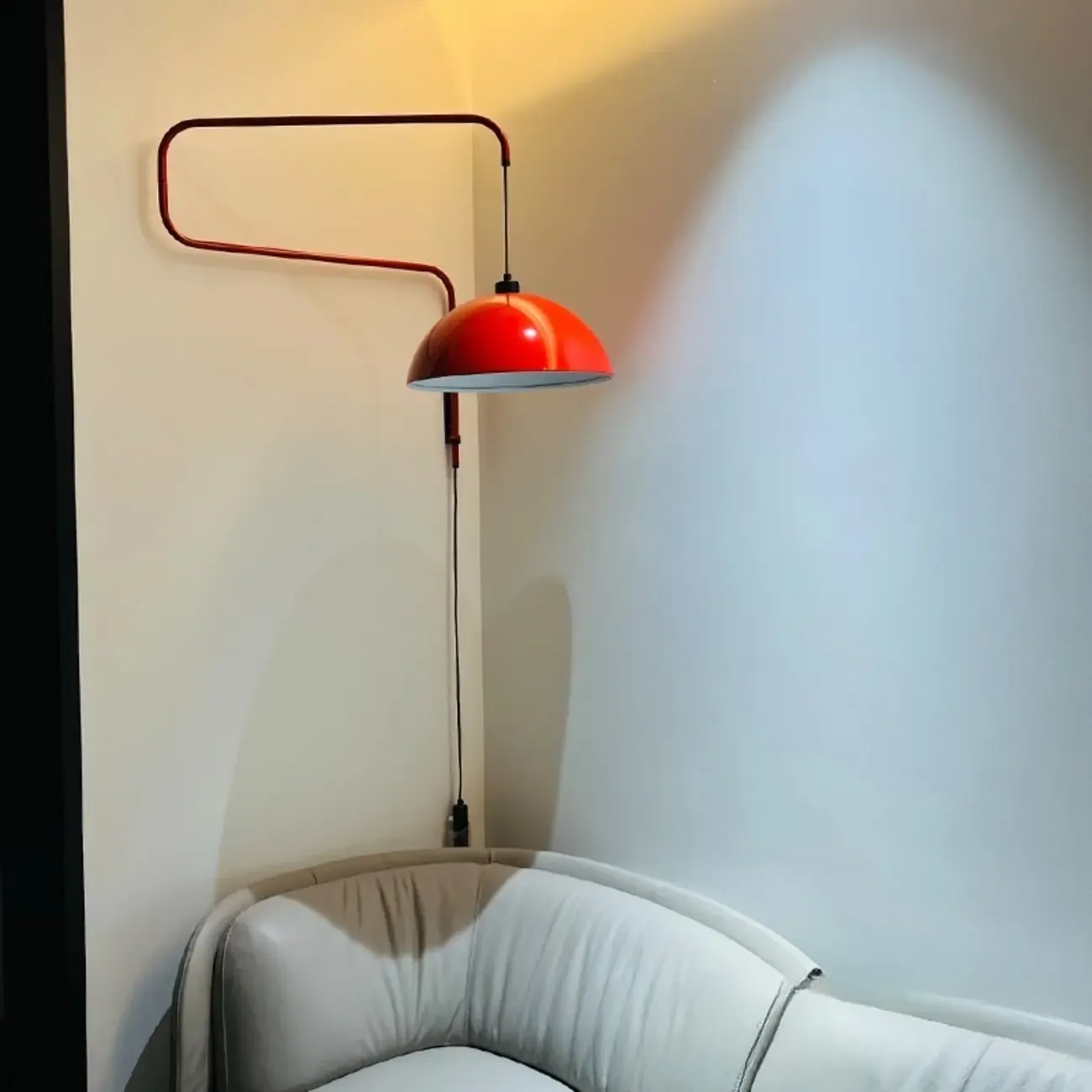 Red and White Plug-In Dome Swing Arm Wall Light