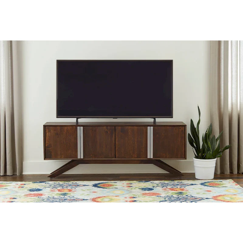 Modena Mid-Century Modern 59 Wide Solid Wood Walnut TV Stand