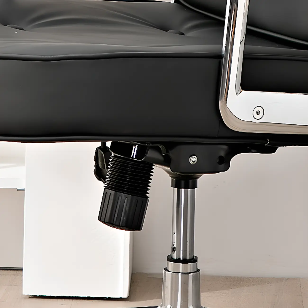 Upholstered Apricot Leather Adjustable Swivel Office Chair