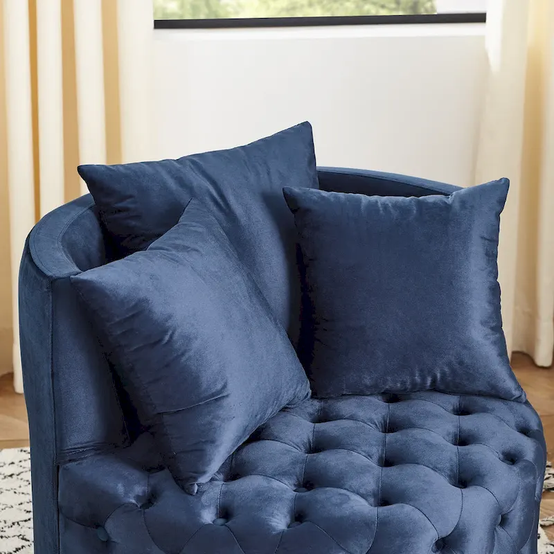 Blue Modern 30 Swivel Tufted Accent Chair