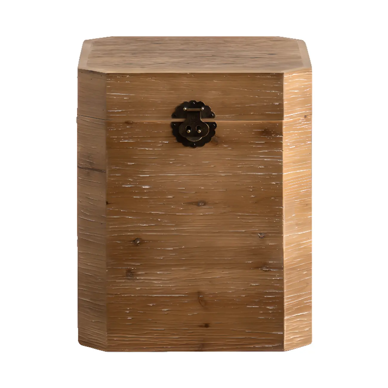 Natural Finish Square Rustic Wood End Table