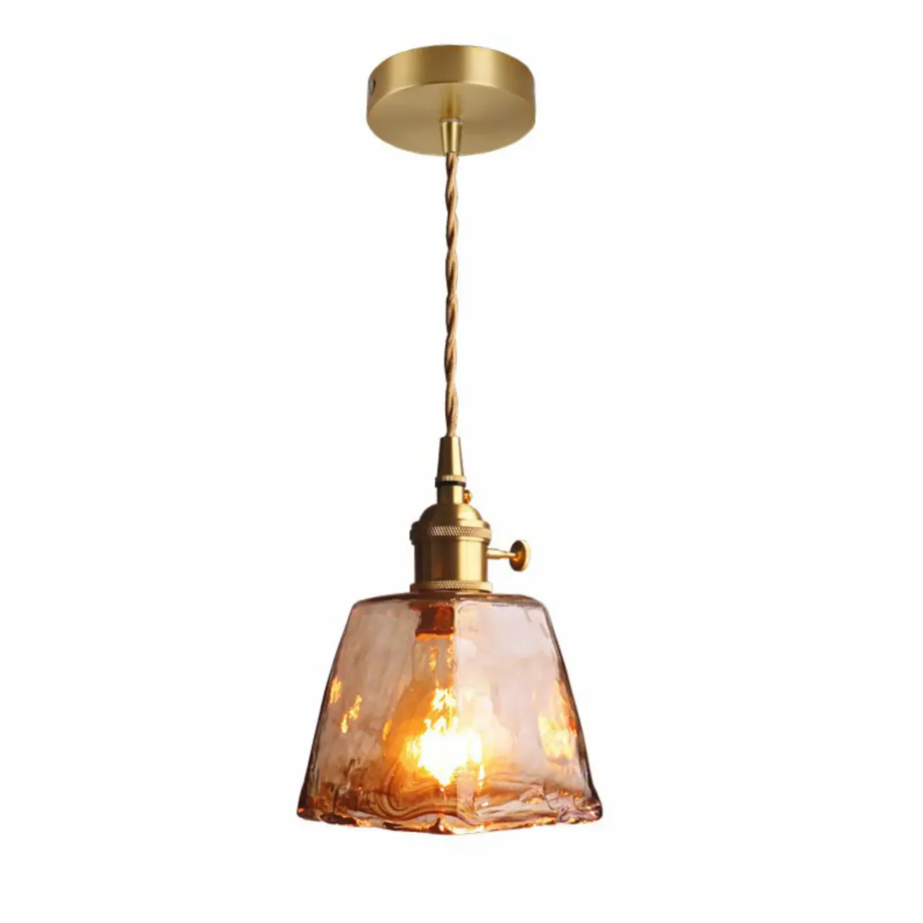 Modern Amber Glass Golden Kitchen Pendant Lighting