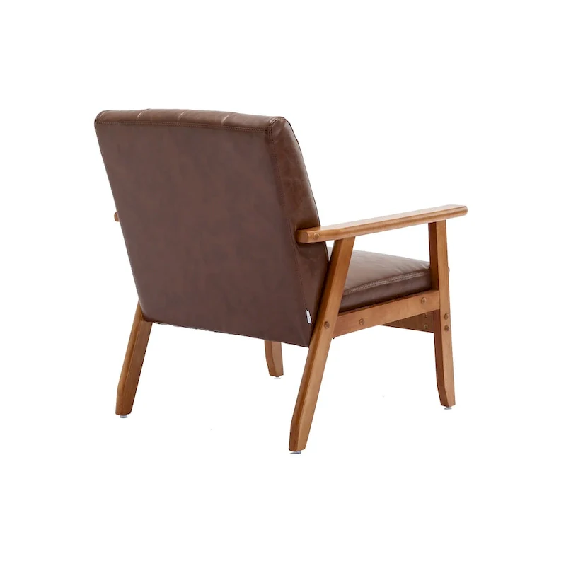 Mid-Century Modern Wooden Upholstered Accent Arm Chair