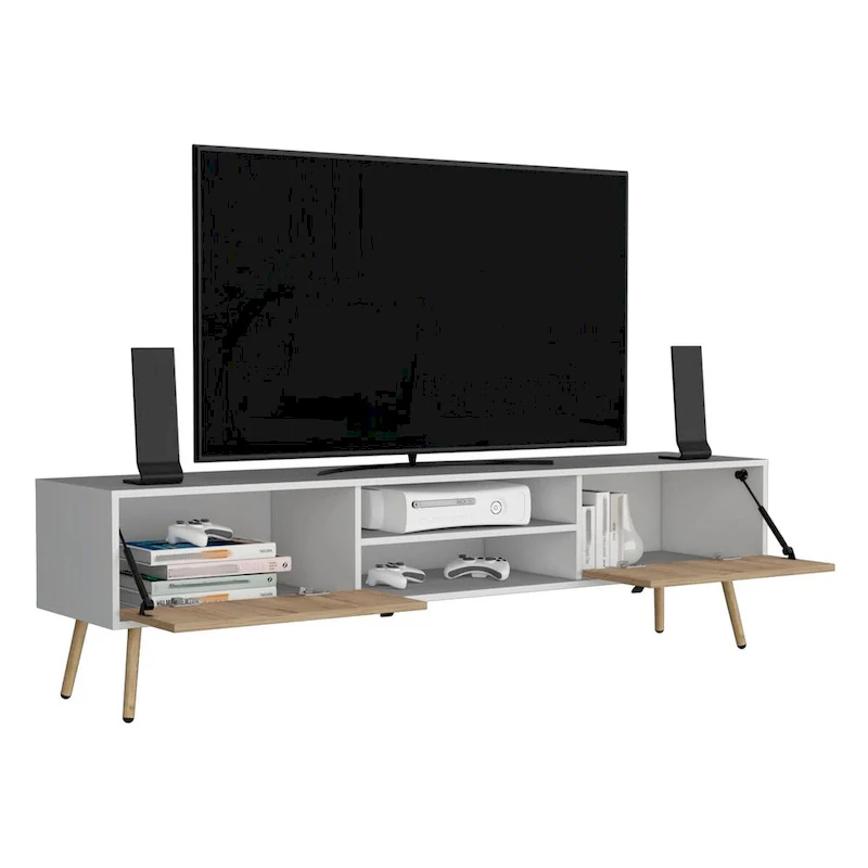 Huna TV stand Dual-Tone With Two Cabinets and Shelves