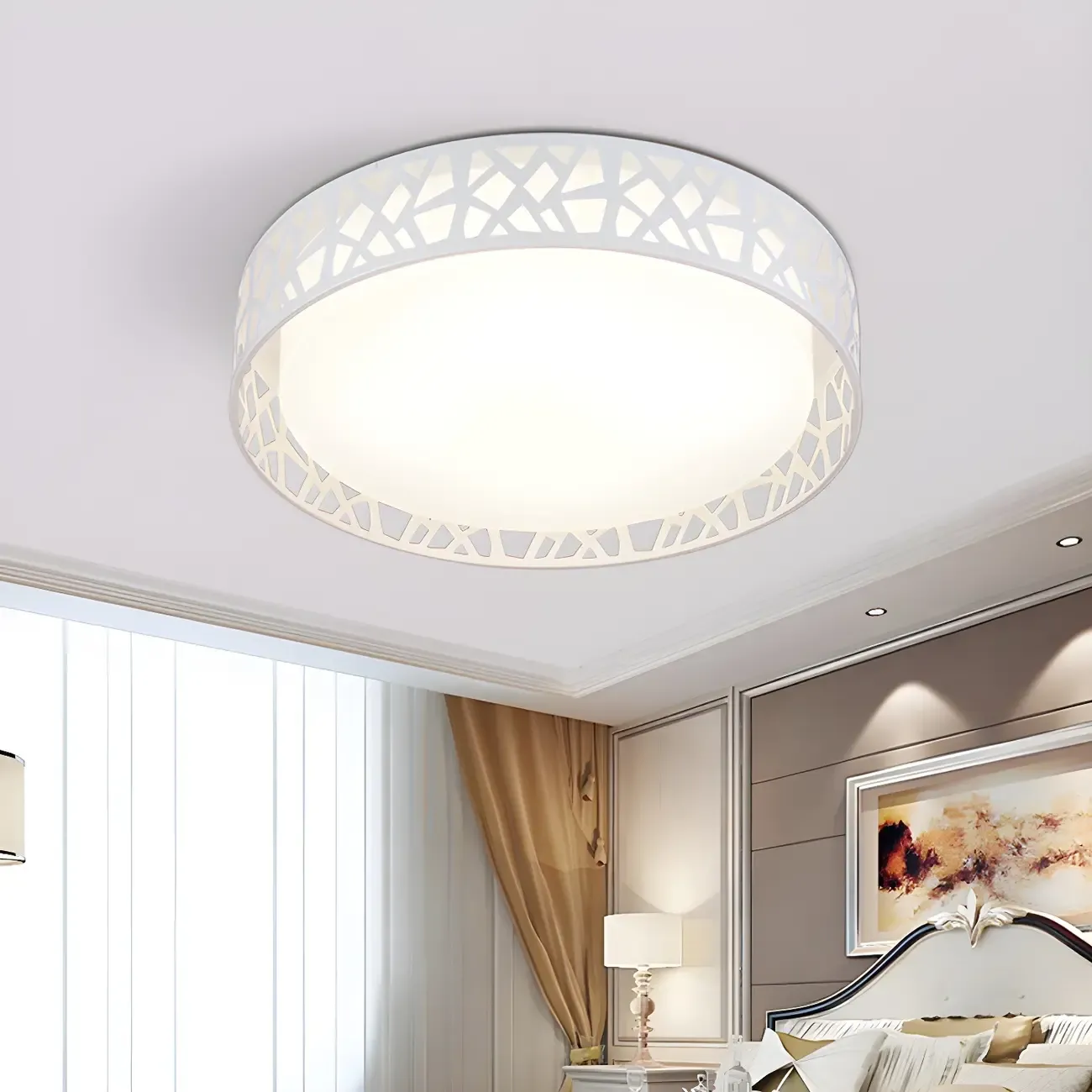 Modern 19 White Acrylic LED Flush Mount Ceiling Light
