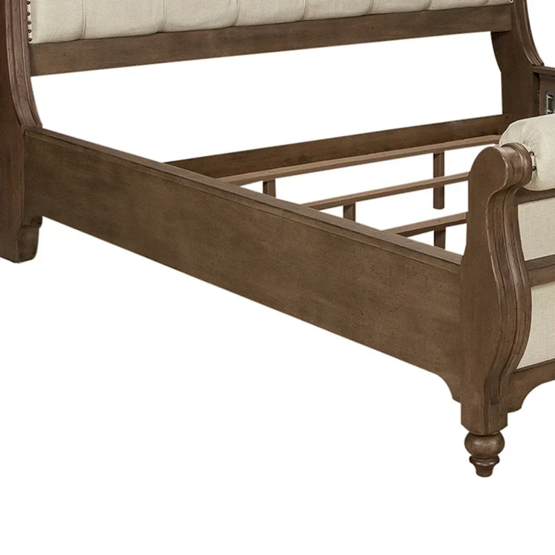 Americana Farmhouse Dusty Taupe King Sleigh Bed