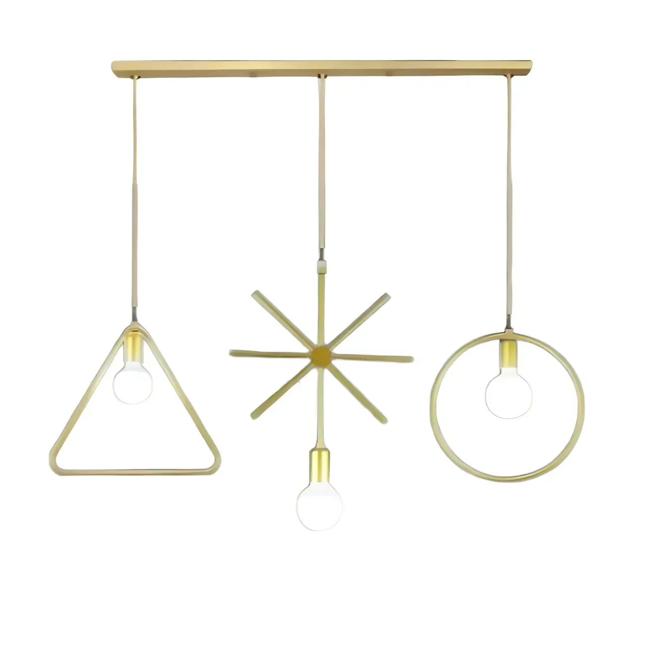 3 Lights Gold Industrial Geometric Metal Island Light Fixture