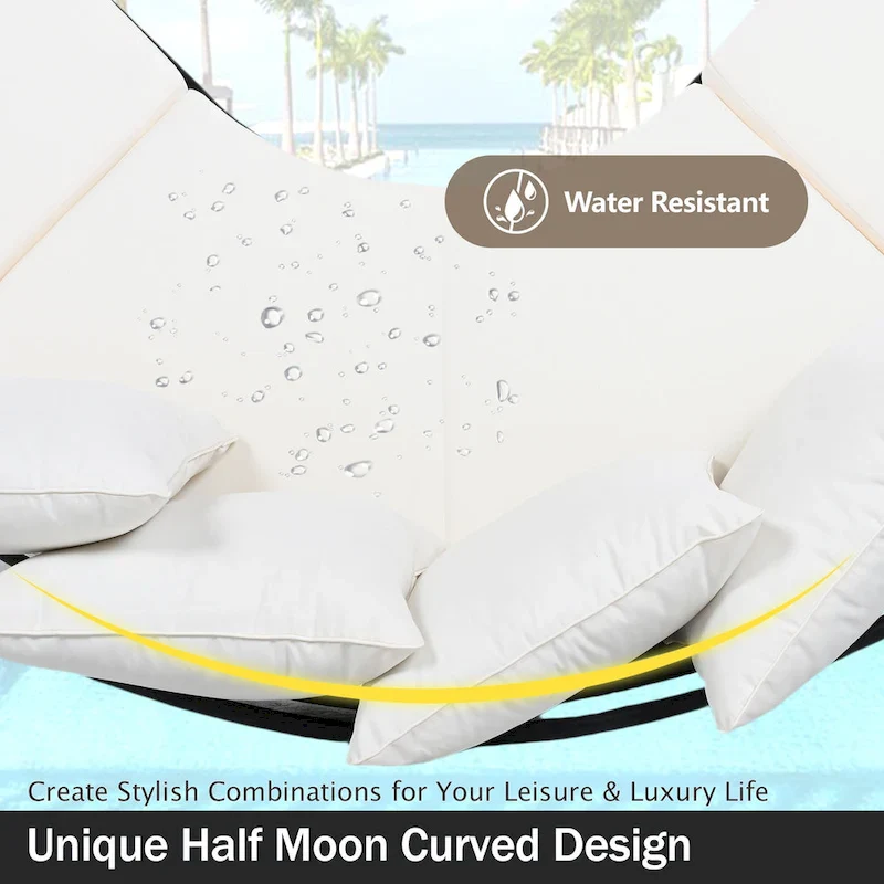 Iron Curved Sectional Sofa Set with Table and Cushions