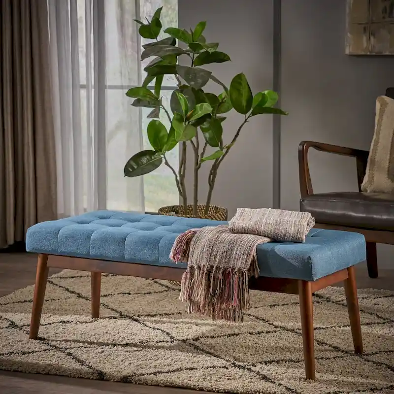 Flavel Tufted Fabric Ottoman Bench by Christopher Knight Home