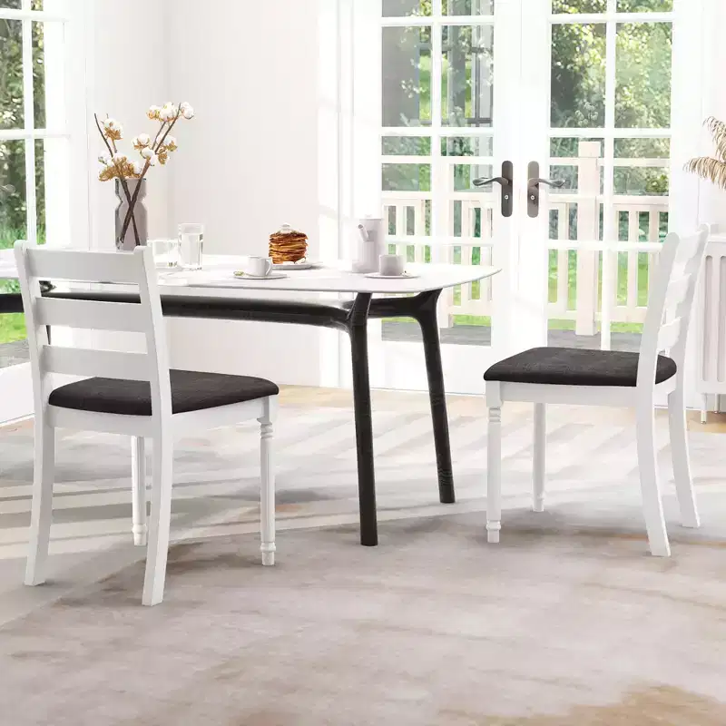 Beige Upholstered High Back Dining Chairs, Set of 4
