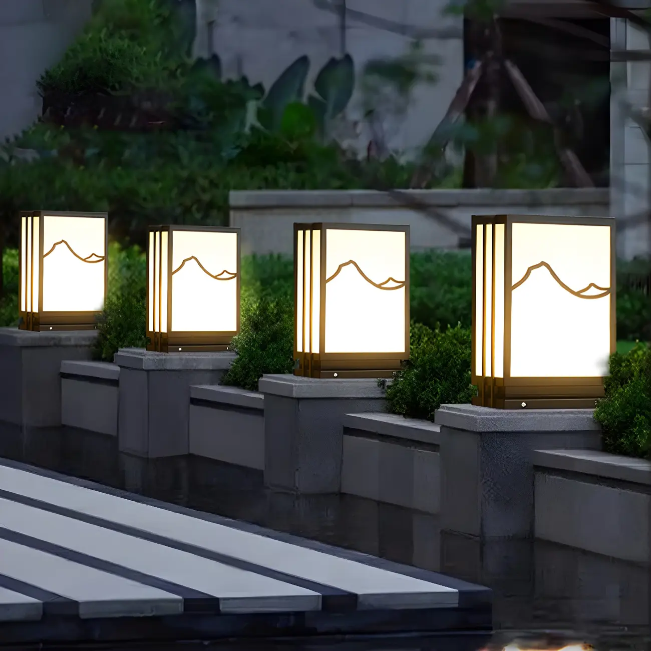 Sophisticated Rectangle Vertical White Shade Post Cap Light