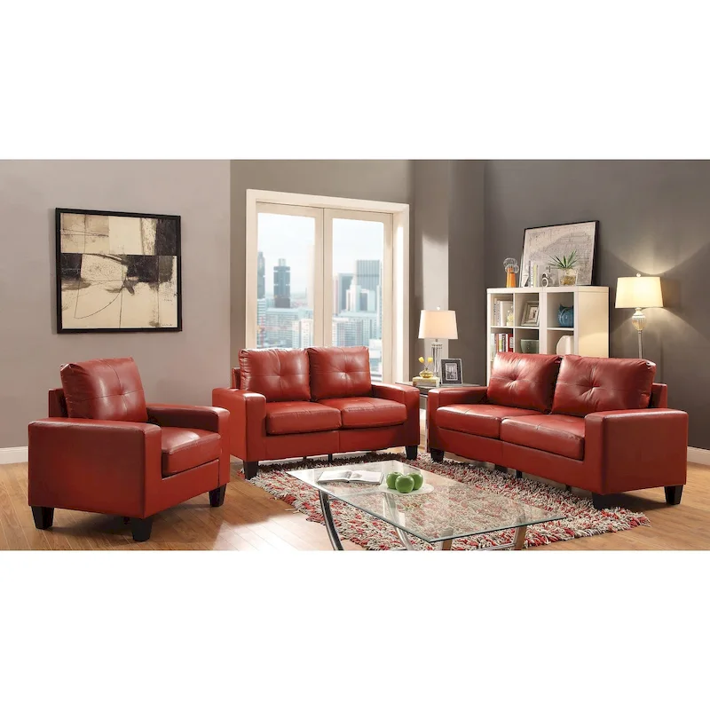 Newbury 71 in. W Flared Arm Faux Leather Straight Sofa - 32L x 71W x 36H