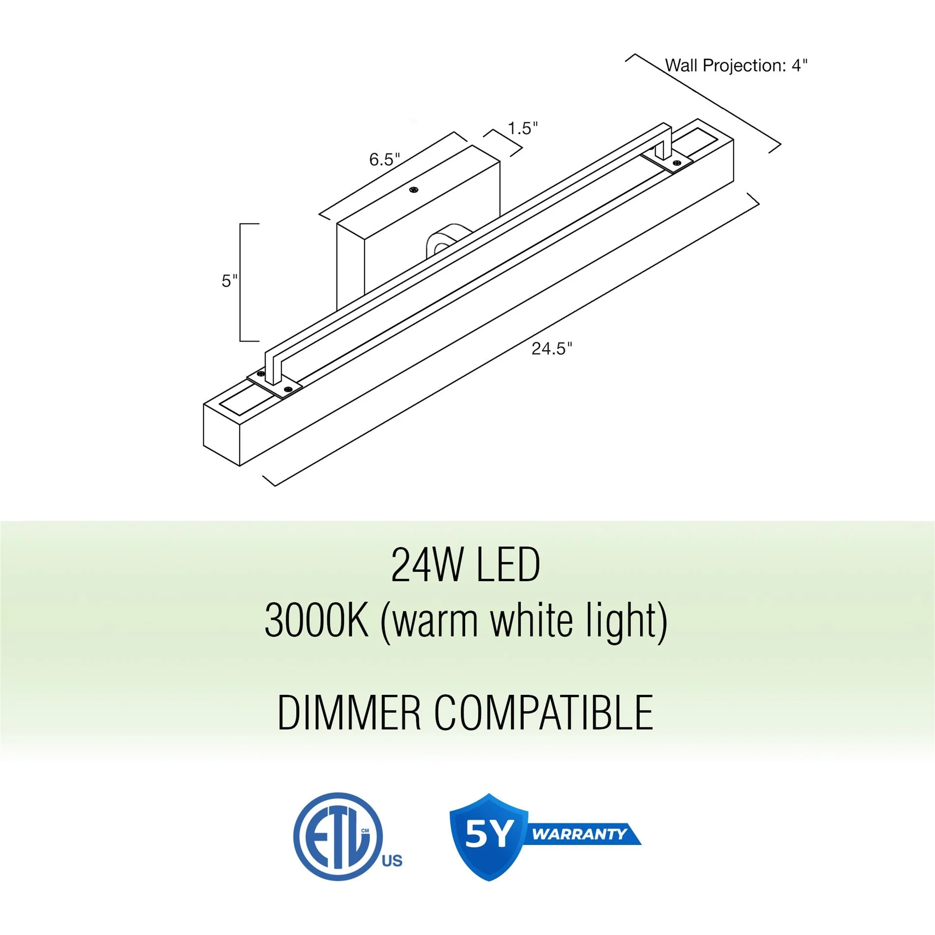 Felix 25 Modern Integrated LED (24W) Vanity / Bathroom Light