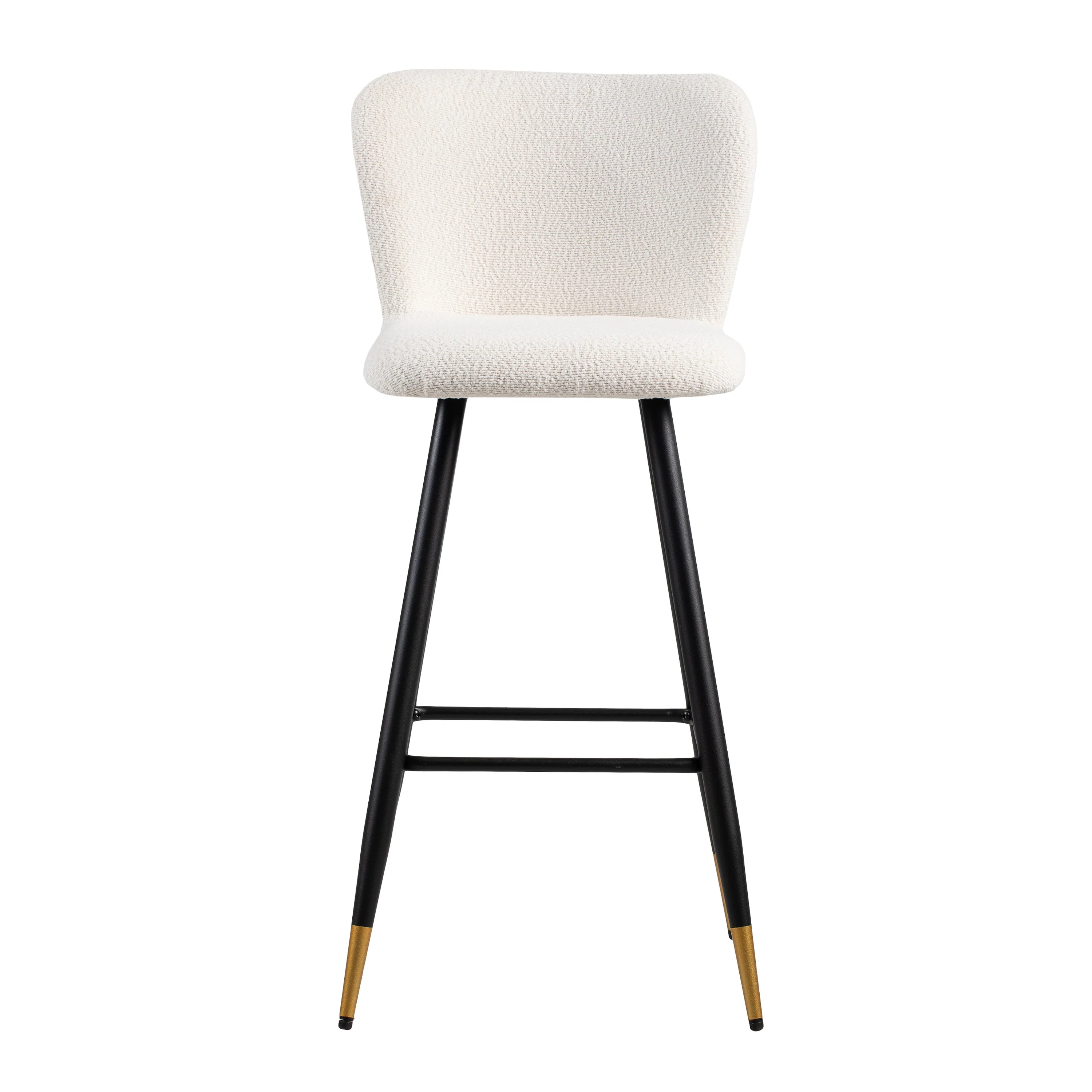 Modern Beige Upholstery Fabric Bar Stools with Footrest