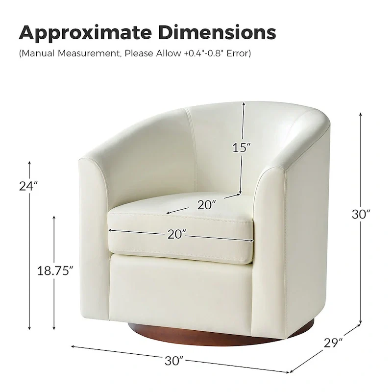 Haley Modern Swivel Barrel Faux Leather Chair with Solid Wood Base by HULALA HOME