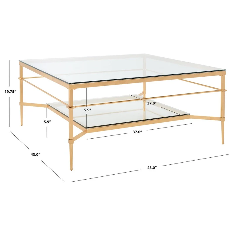 Leaf Cocktail Table with Glass Shelf, 43