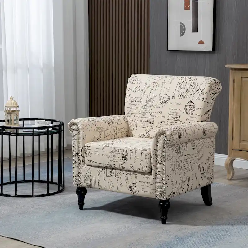 Mid-Century Modern Upholstered Accent Chair - 30.70 x 29.92 x 34.05