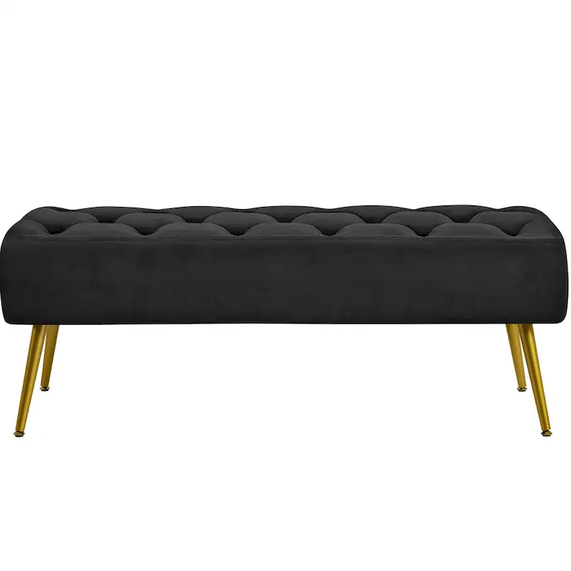 Yaheetech Upholstered Footstool Velvet Ottoman Button-Tufted Table Bench - 45 16 17