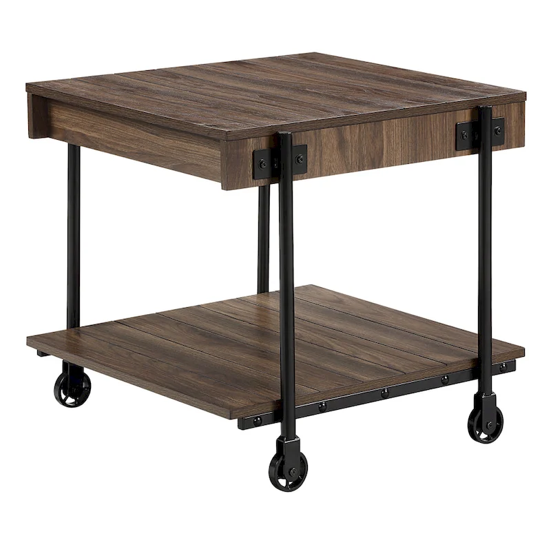 Farmhouse Steel 2-Piece Coffee Table Set with Shelf