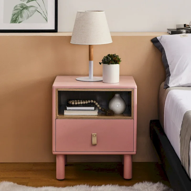 Pink / White / Green / Blue Nordic Style Bedside Table with 1 Drawer