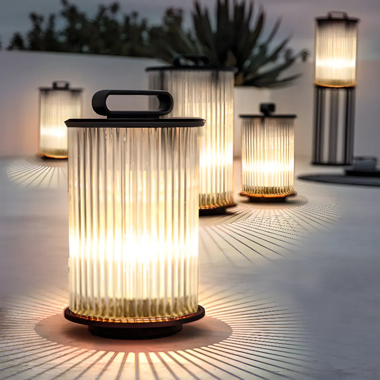 Black Metal Cylindrical Glass Post Cap Light