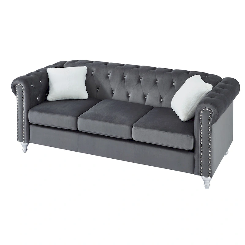 Raisa Microsuede Velvet Tufted Sofa