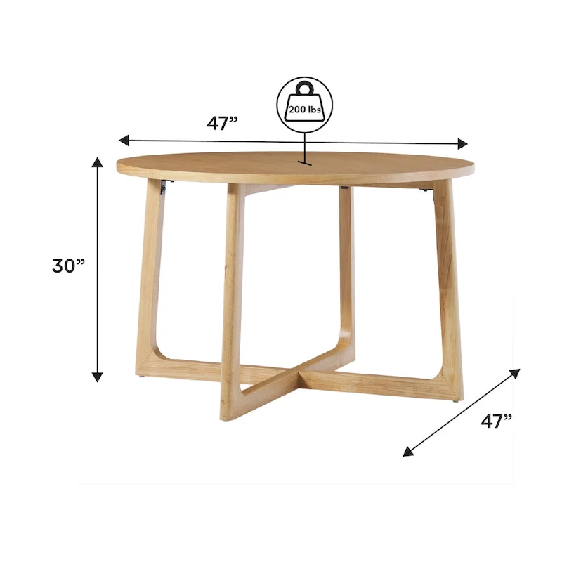 Middlebrook Modern Round Solid Wood Dining Table With Geometric Legs