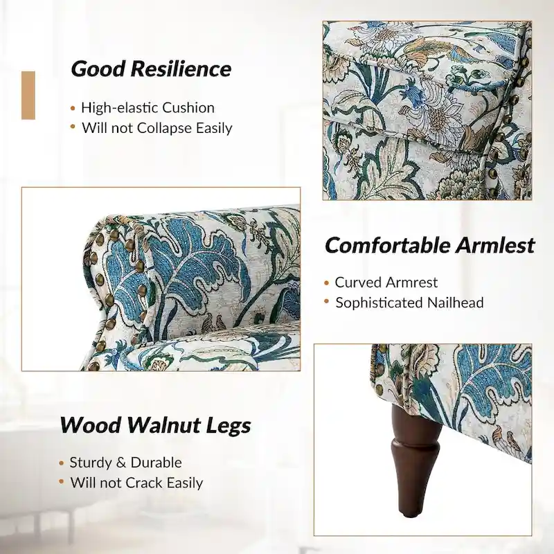 Nyctelius Traditional Polyester Accent Chair with Rolled Arms and Nailhead Trim by HULALA HOME